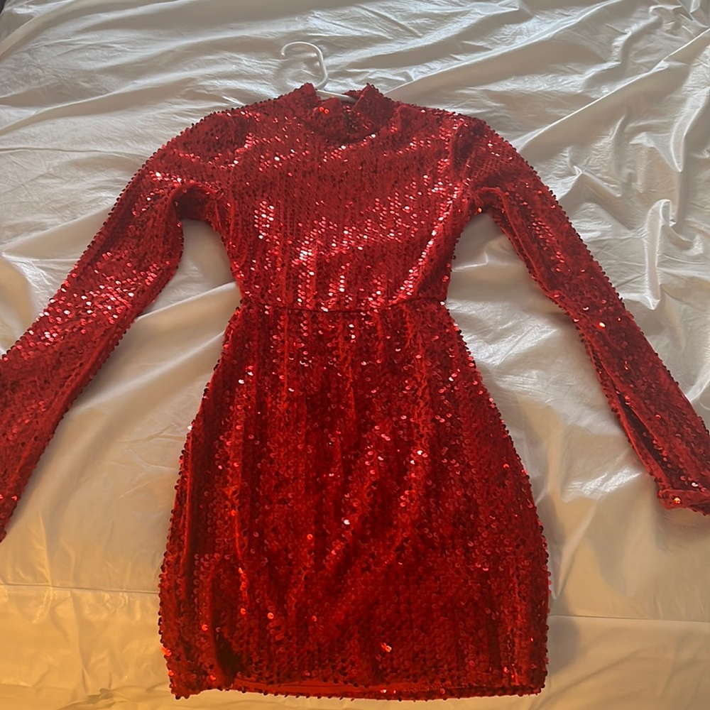 Red sequin dress
